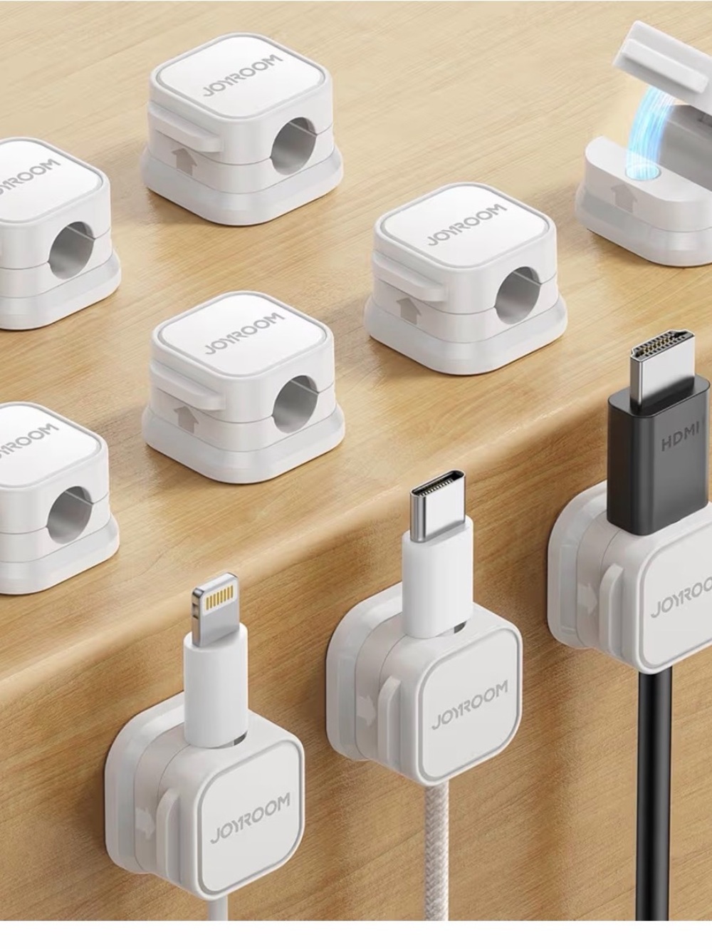 Joyroom Magnetic Cable Organizers - White (9pcs)